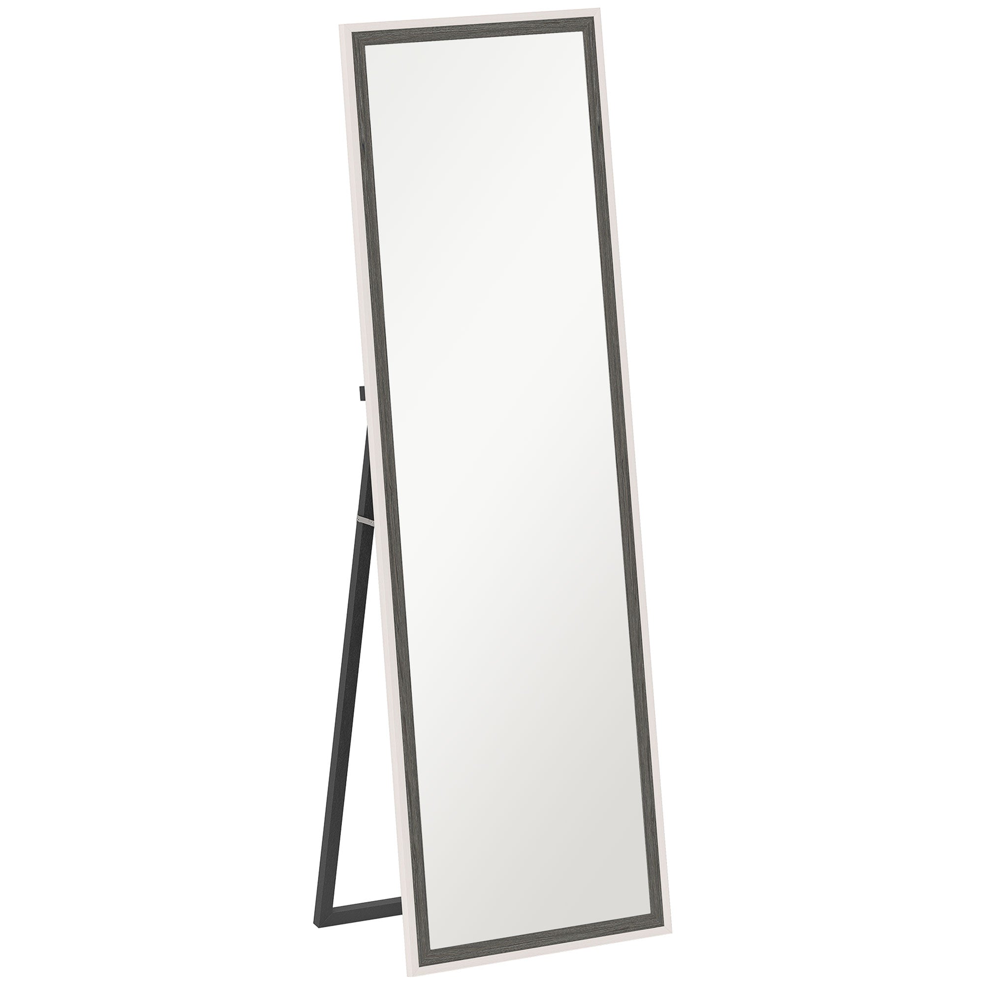 HOMCOM 162.6 cm Two-Tone Full Length Mirror - White/Grey-Tone